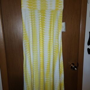 LuLaRoe Yellow and White Maxi Skirt